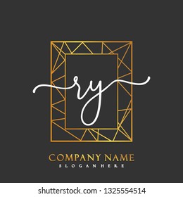 RY Initial Handwriting logo template vector