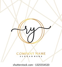 RY Initial Handwriting logo template vector