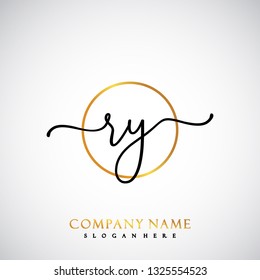 RY Initial Handwriting logo template vector