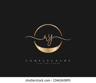 RY initial handwriting logo template vector