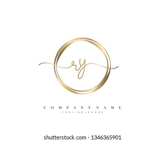 RY initial handwriting logo template vector