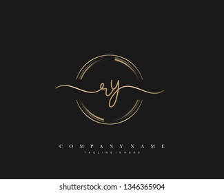 RY initial handwriting logo template vector
