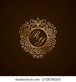 RY initial letter luxury monogram logo, elegant ornamen jewelry, emblem of love shape heart

