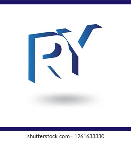 RY initial letter with negative space logo icon vector template