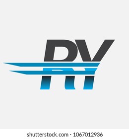 RY initial logo company name colored black and blue, Simple and Modern Logo Design.