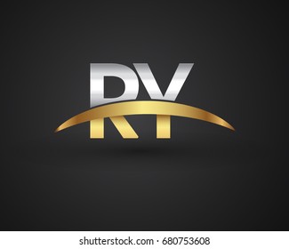 RY initial logo company name colored gold and silver swoosh design. vector logo for business and company identity.
