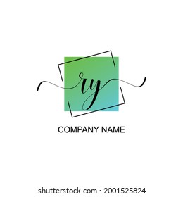 RY Initial logo handwriting typographic template