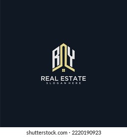 RY initial monogram logo for real estate with home shape creative design