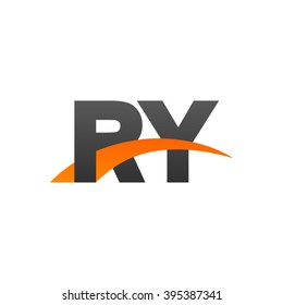 RY initial overlapping swoosh letter logo black orange