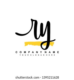 RY initial signature logo. handwriting logo template vector,