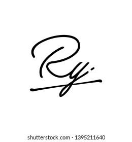 RY initial signature logo. handwriting logo template vector,