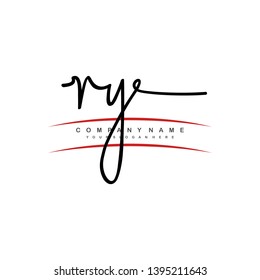 RY initial signature logo. handwriting logo template vector,