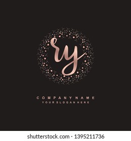 RY initial signature logo. handwriting logo template vector,