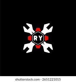 RY Initials Vektor Stok Otomotif Logo Design