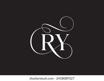 RY latter ligature typography logo design template