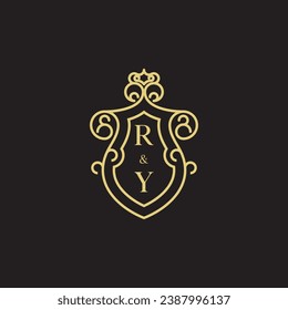 RY Line Vintage-Logo in hochwertigem professionellem Design, das gut auf allen Printmedien drucken kann