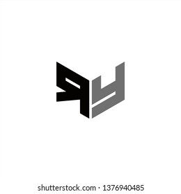 RY Logo Letter Initial With Black and Grey Colors