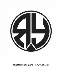 RY Logo monogram circle with piece ribbon style on white background