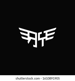 RY logo monogram emblem shape with wings style ribbon design template