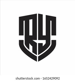 RY Logo monogram with emblem shield shape design isolated on white background
