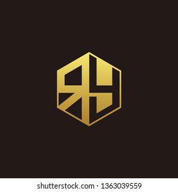 RY Logo Monogram with Negative space gold colors