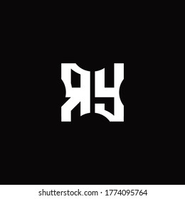 RY Logo monogram with pieces cut elements design template