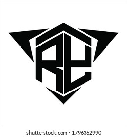 RY Logo monogram with wings arrow around design template on white background