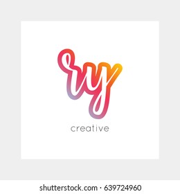RY logo, vector. Useful as branding, app icon, alphabet combination, clip-art.
