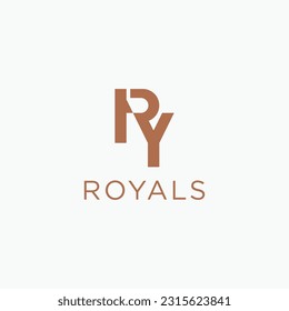 RY monogram geometric linked line logo design vector illustration