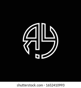 RY monogram logo circle ribbon style outline design template