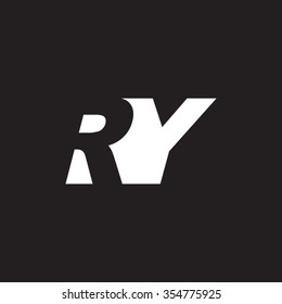 RY negative space letter logo black background