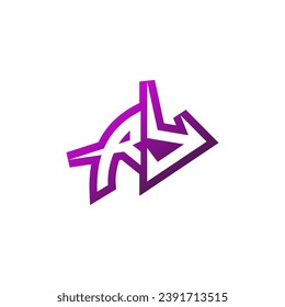 Soporte inicial del logotipo del emblema RY Premium y concepto de diseño de juegos