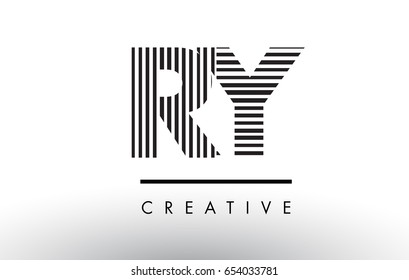RY R Y Black and White Letter Logo Design with Vertical and Horizontal Lines.