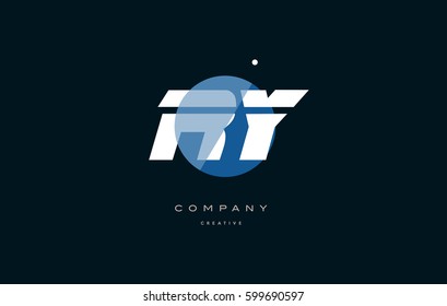 ry r y  blue circle dot big font alphabet company letter logo white design vector icon template 