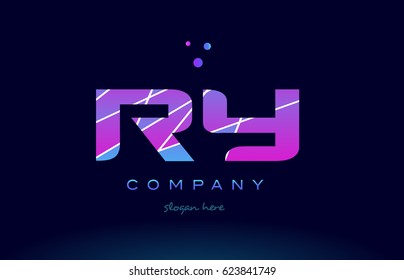 ry r y  creative color blue background pink purple magenta alphabet letter company logo vector icon
