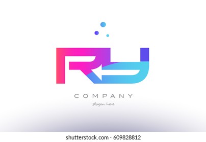 ry r y  creative pink purple blue modern dots creative alphabet gradient company letter logo design vector icon template