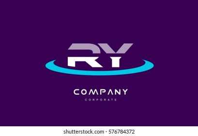 ry r y cyan magenta blue letter combination alphabet vector company logo icon sign design template 