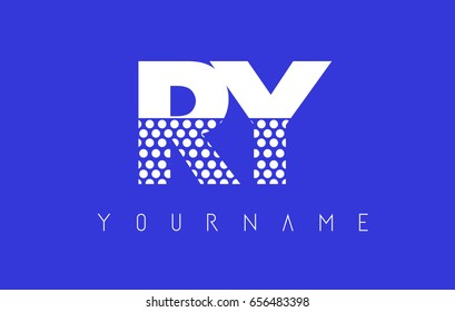 RY R Y Dotted Pattern Letter Logo Design Vector with Blue Background.