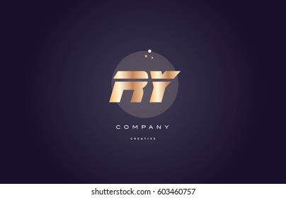 ry r y  gold yellow golden metal metallic bold luxury product modern creative gradient alphabet company logo design vector icon template