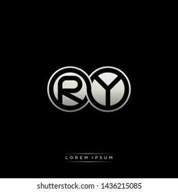 RY R Y initial letter linked circle capital monogram logo modern template silver color edition