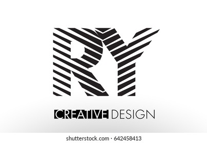 RY R Y Lines Letter Design with Creative Elegant Zebra Vector Illustration.