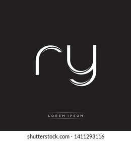 ry r y logo Initial Letter Split Lowercase Modern Isolated on Black White