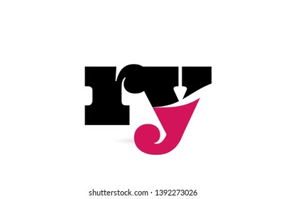 ry r y pink and black alphabet letter combination suitable as a logo icon design for a company or business