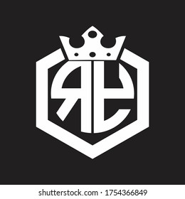RY round monogram inside hexagon shape with crown logo design template.