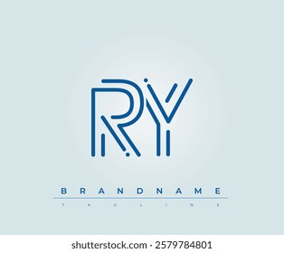 RY Technology Letter Logo Template. This tech letter logo is a graphic mark that uses letters to represent a technology company.