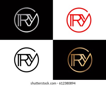 Ry text red gold black silver modern creative alphabet  letter logo design vector icon