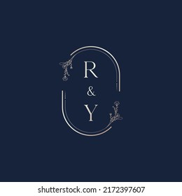 Cartas iniciales del logotipo de boda RY en un diseño profesional de alta calidad que se imprimirán en cualquier medio impreso