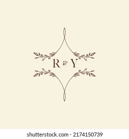 RY wedding initial logo letters in high quality professional design that will print well across any print media