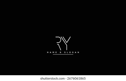 Monograma del logotipo de las letras Abstractas de RY, YR