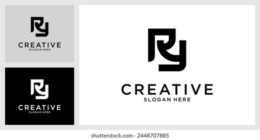 RY or YR initial letter logo design vector